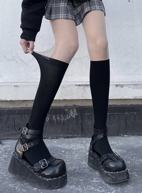夜间实验肉色丝袜黑色小腿袜拼接袜子女秋过膝jk潮ins长筒夏薄款