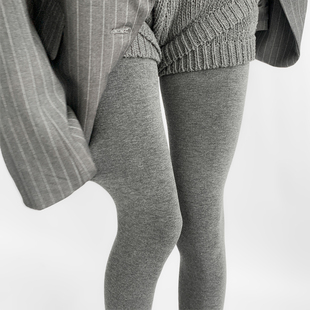 袜子 加绒加厚保暖显瘦外穿平纹连裤 夜间教习室烟灰色打底裤 女冬季