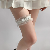夜间教习室日系洛丽塔甜美爱心腿环蝴蝶结可爱白色腿链毛茸茸腿饰