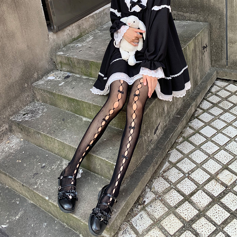 洛丽塔复古日系性感黑丝连裤袜