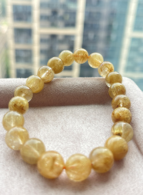 天然浓金色金花，金针金光四射具有收藏和升值性，珠子9.8mm左右