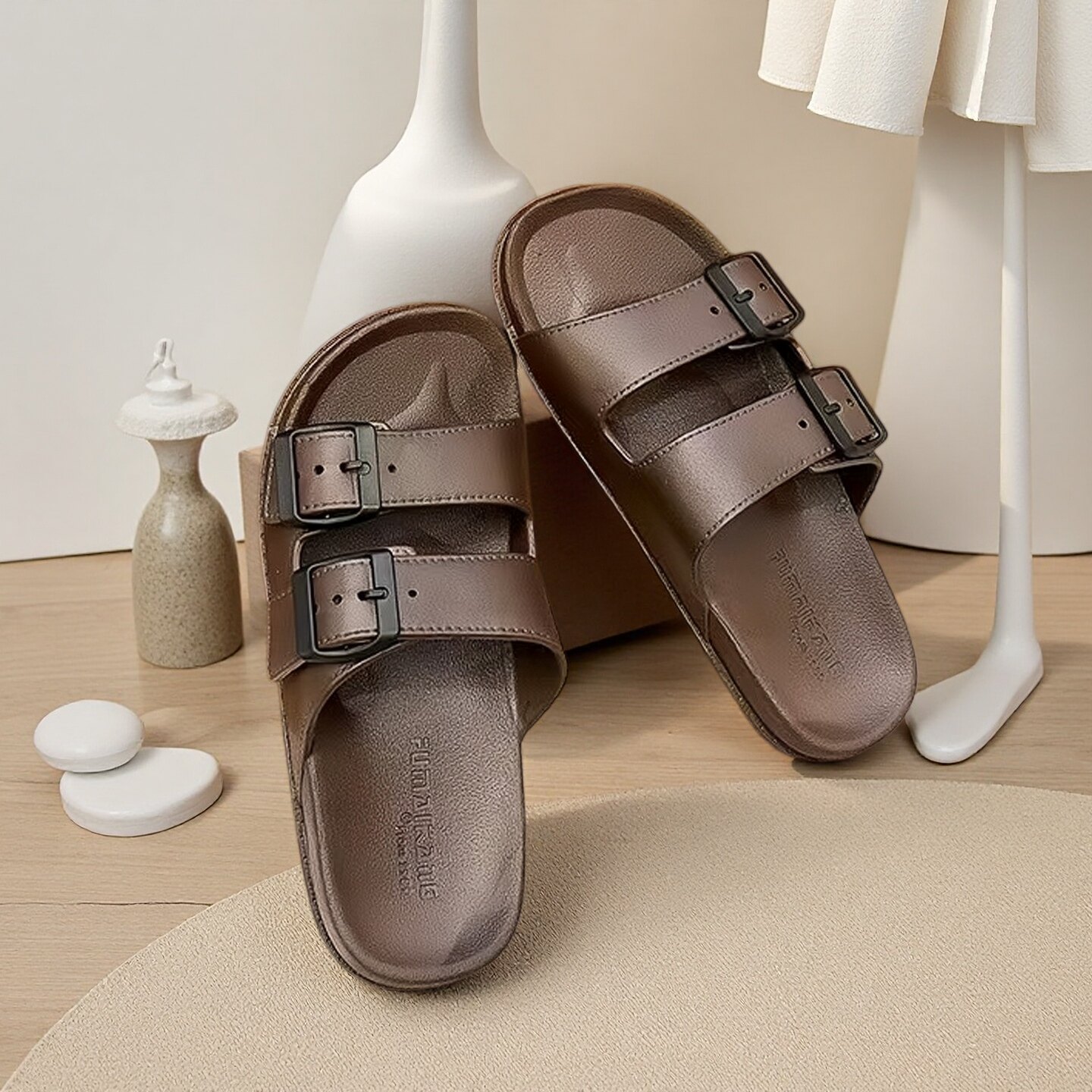 情侣拖鞋女外穿时尚百搭扣博肯风夏季拖可湿水平底一字凉拖鞋男女