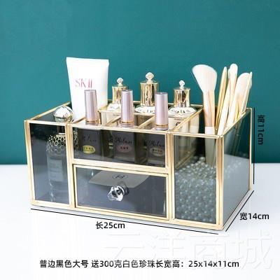 正品网红轻奢化美甲妆品笔刷桶筒护肤玻璃收纳盒刷子桌面置物品架图片