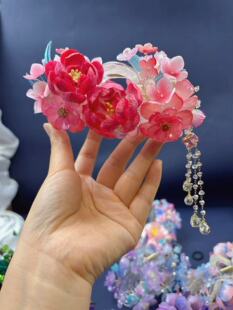 原创设计手工制作绒花抓夹