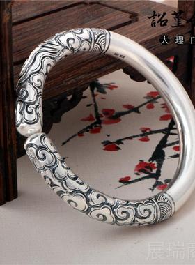 高档祥云侣工银镯子999神足银手镯齐天大圣定海针如意金箍棒银手