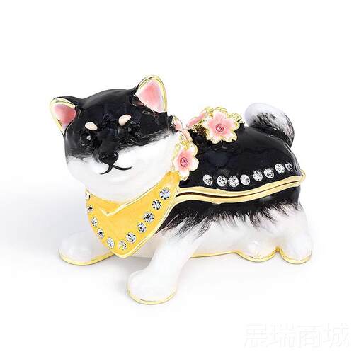 高档日本Pi生a花ls戒指盒樱柴犬耳钉饰品收纳首饰盒可爱送女友日c