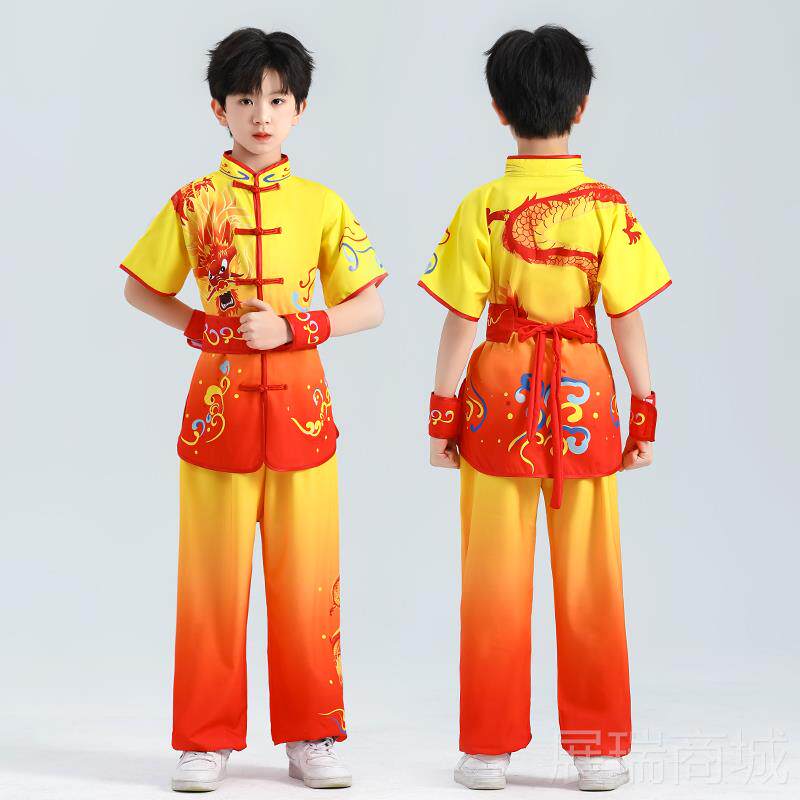高档儿童武演术童服装学表演服练功男女长短袖武术操生武馆训练太