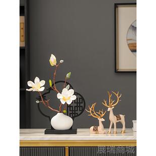 高档中式酒仿真海棠室花盆景屏摆件客厅装饰品风玄关电视柜柜办公