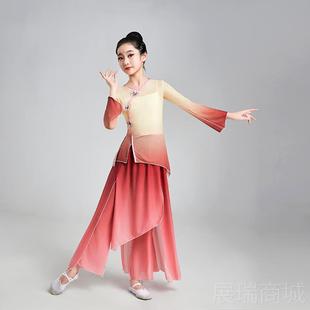 高档儿童古典舞蹈服长中版装国舞演出服仙套练功服女童飘逸气纱衣