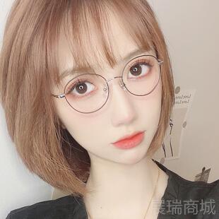 高档超轻纯钛覆古圆小架框可配度数近防辐射视眼镜有框女韩版潮网