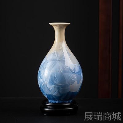 高档面高档结晶釉陶瓷花瓶居家装饰品办公室客书房厅台插花件玉摆