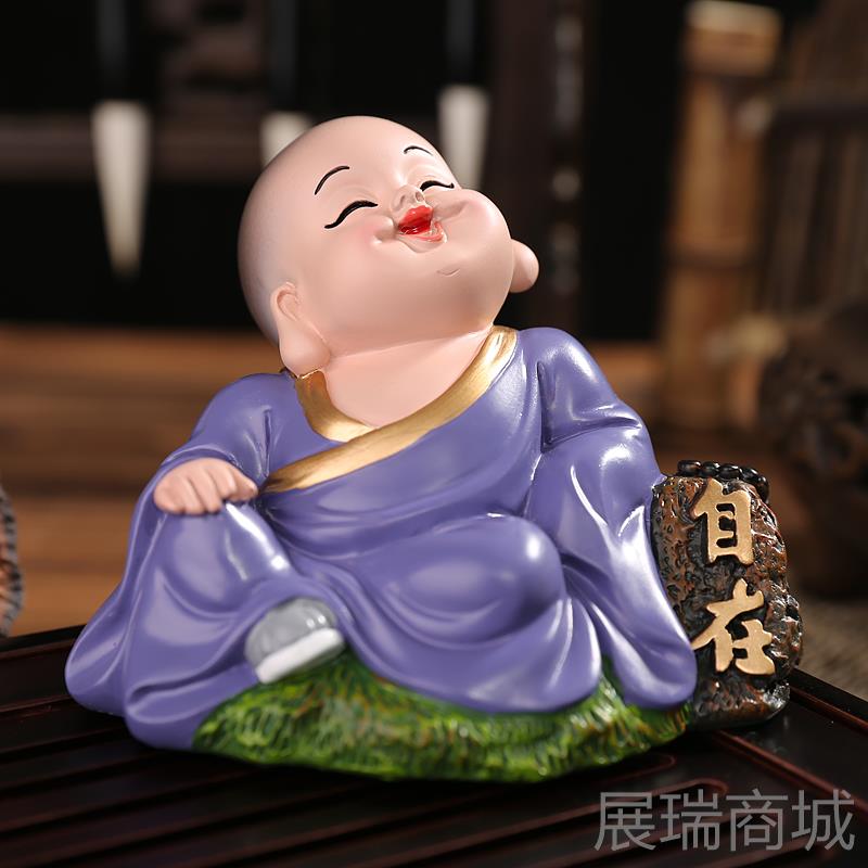 高档小和尚茶摆件可室爱小沙弥男朋友生日礼女物办公室书房装饰工