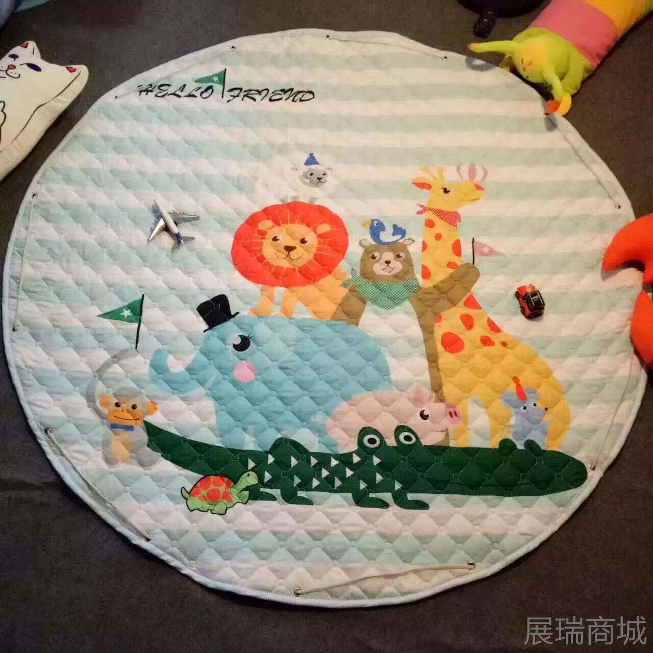 高档ins行垫加圆形宝宝客儿童游戏毯婴儿地毯玩具爬收纳袋可机厚