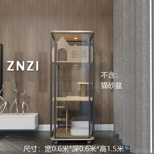 高档ZNZ木I全档景玻璃猫别墅高大空间猫笼家用实猫宠物屋室内猫咪