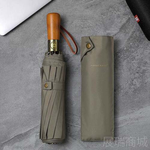 高档PRAC层HASEA双自动大号抗风伞双人两用复古简约实木礼品雨男