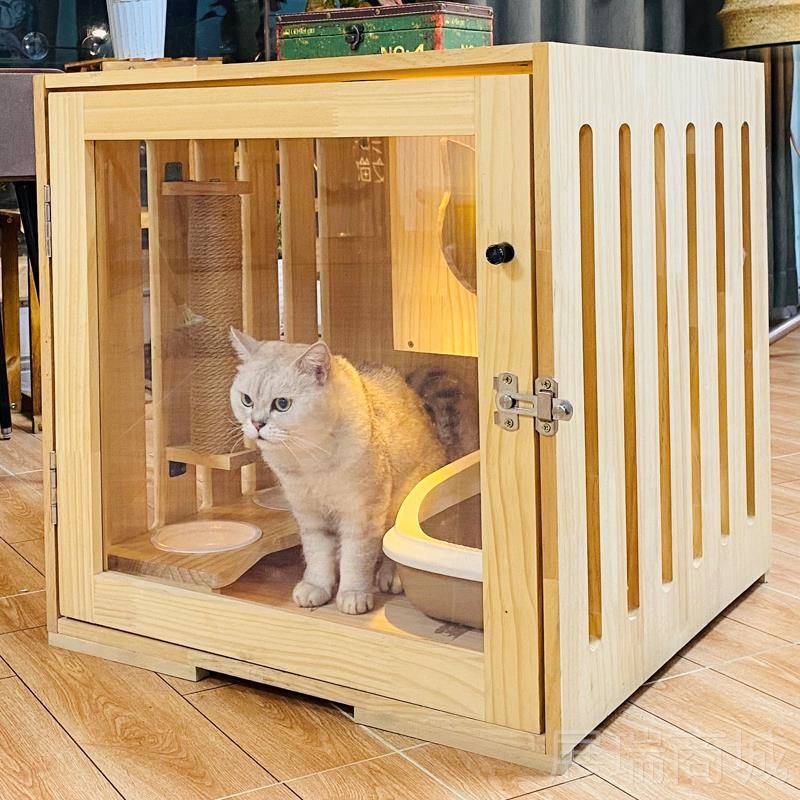 高档猫别墅实木猫舍猫床笼猫笼子猫窝身猫房子木猫爬架豪华单公猫图片