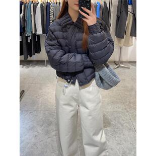 轻薄翻领短款羽绒棉服女2025冬季新款小个子韩版甜美粉色棉袄外套