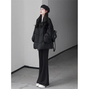 黑色高级感韩系羽绒服女款冬季2025新款小个子保暖面包服棉袄外套