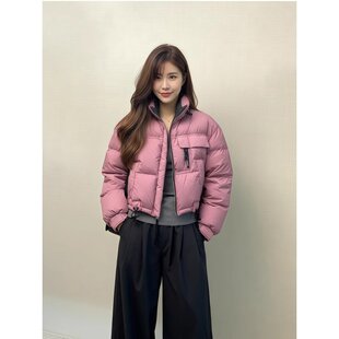 甜美小个子粉色超好看棉服女款巨好看的冬装外套洋气小棉袄面包服