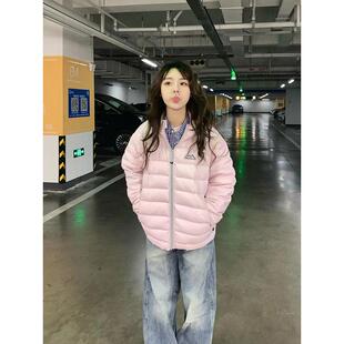 美式轻量化浅粉色排骨羽绒棉服女冬季新款户外保暖修身时尚短外套