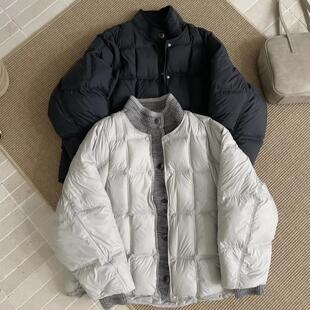 韩版针织拼接假两件羽绒棉服女2025冬季大码女装时尚面包服外套潮