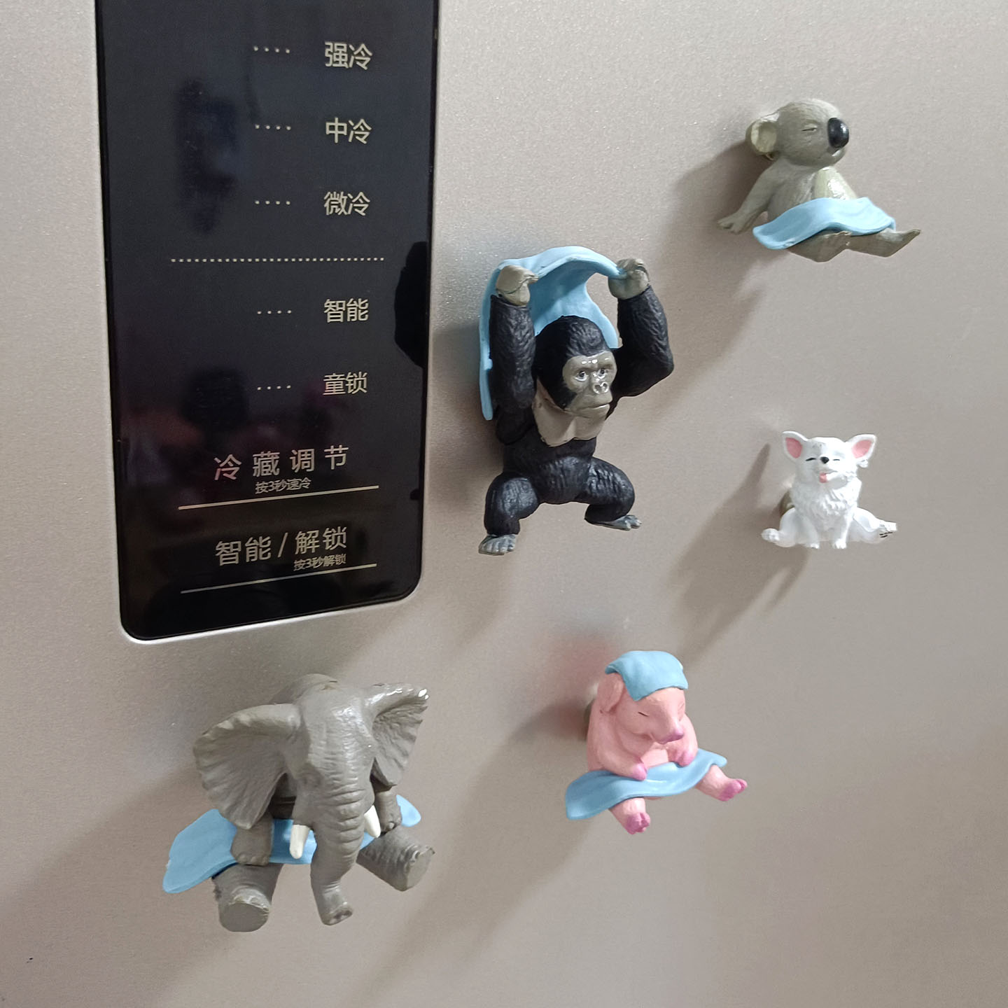 卡通创意立体沐浴小动物冰箱贴猩猩大象小猪冰箱装饰贴治愈系磁吸