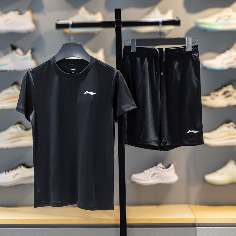 李宁运动套装2026夏季男童短袖短裤中大童透气薄款足球服YATW086