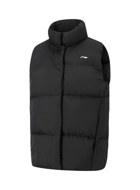 李宁羽绒马甲女子2025冬季新品健身系列宽松保暖立领马甲AMRV124