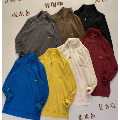 初唯-冬上新韩系半拉链贴标显瘦针织衫35731