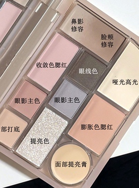平替十色彩妆综合盘眼影盘腮红修容高光大地色哑光新手自然