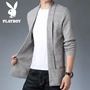 Playboy Mùa xuân và mùa thu Áo len mỏng Áo len nam màu trơn Áo len mỏng Hàn Quốc Mặc cho nam - Cardigan áo len kiểu hàn quốc cực đẹp