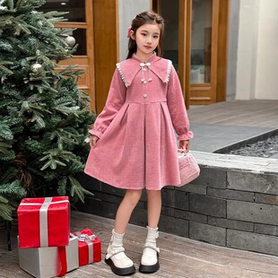 中小学生秋冬季新款时尚淑女公主裙女童气质中国风礼服连衣裙秋装