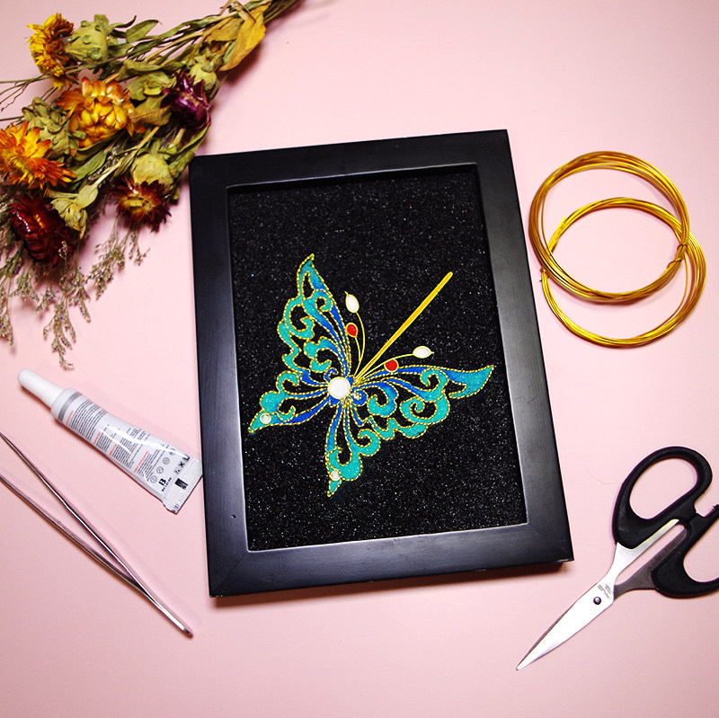 butterfly Bun Cloisonne Filigree Enamel painting diy Material package MAK Decoration Intangible cultural heritage handicraftin the Arts and crafts , Folk arts and crafts Features , Cloisonne  category - from Buy2taobao.com to provide professional Taobao agent buy service