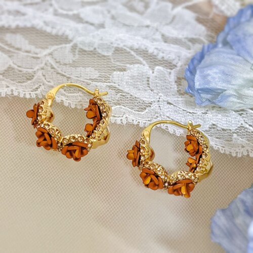 秋冬款精致复古香槟玫瑰花耳扣时尚高级感名媛风精致轻奢网红耳环