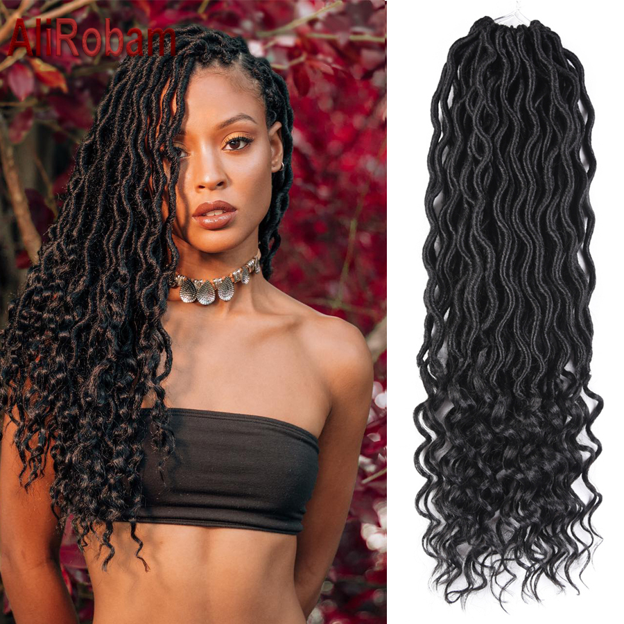 Wavy Faux Locs Crochet Hair Goddess Locs Synthetic Braids