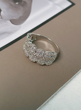 意大利小众高级设计感微镶锆石满钻戒指气质重工轻奢超闪精致戒子