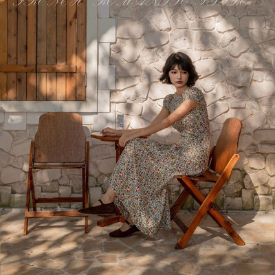 浪漫南法 Do*田园风碎花纯棉泡泡袖连衣裙