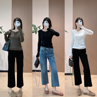 打底衫 怒推 yoe三色针织衫 超级无敌好穿加绒微喇牛仔裤 lan