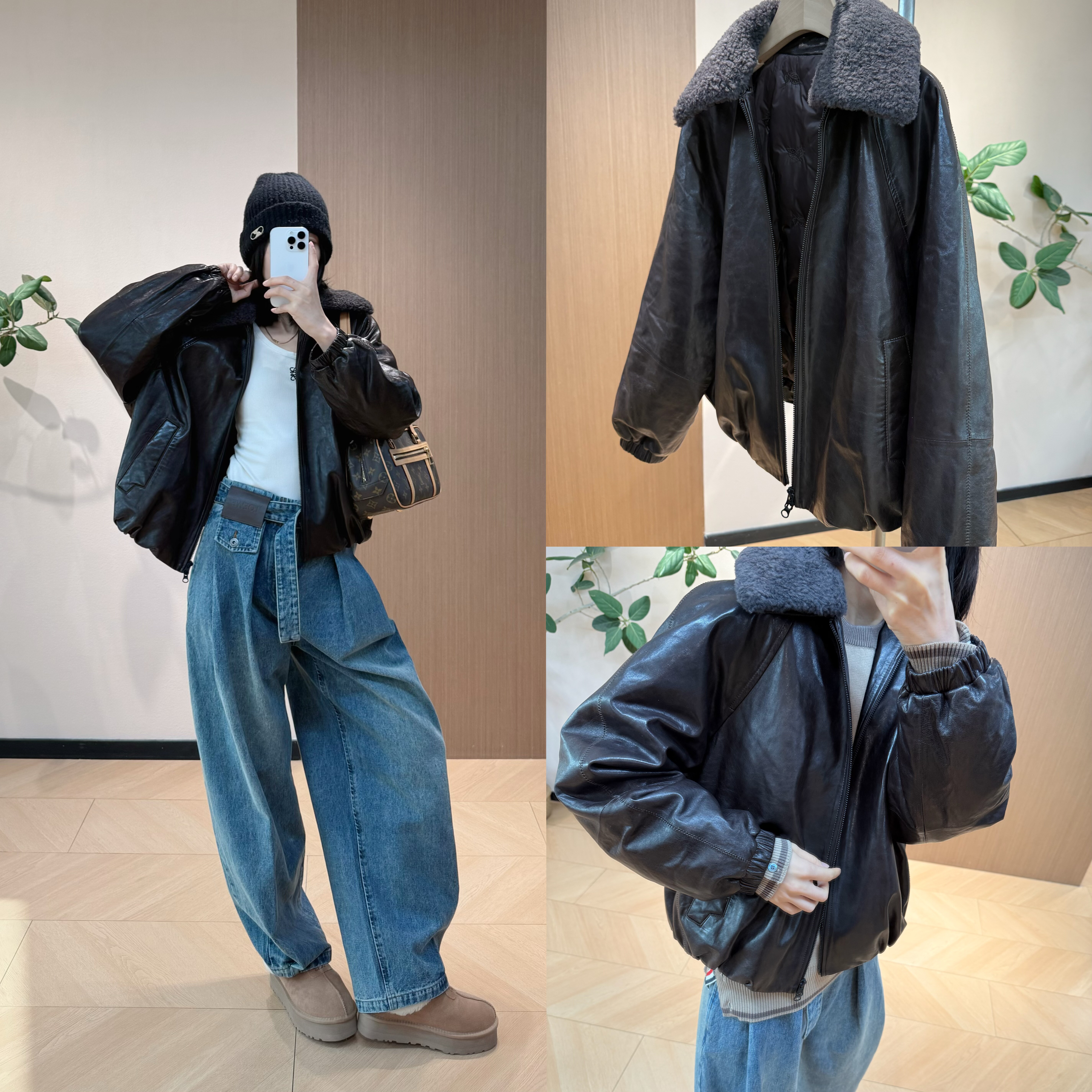 wei店～新年战袍 自留 可拆卸皮毛一体翻领 鹅绒皮羽绒夹克