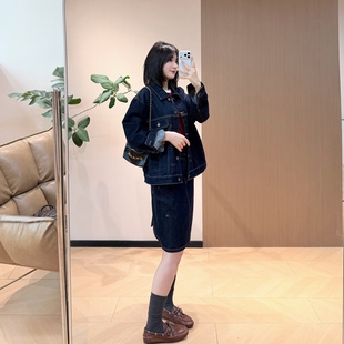 sw复古洗水原色牛仔外套+半裙
