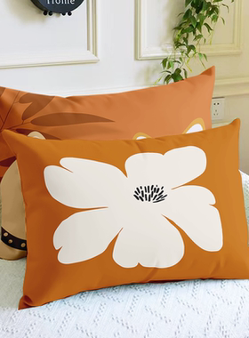 北欧轻奢线条抱枕简约橙色客厅沙发咕臣靠垫办公室午睡枕床头靠枕
