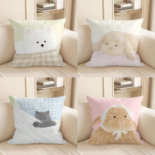 奶油风抱枕沙发客厅可爱卡通大靠垫办公室靠背腰靠椅子高级靠枕套