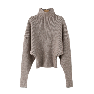 冬季加厚收腰蝙蝠袖套头高领毛衣