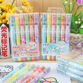 卡通彩色荧光笔学生用标记笔糖果色一套记号笔彩色笔粗划重点套装