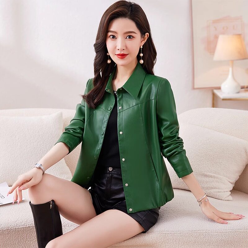 海宁高端皮衣女短款2025春季新款韩版修身显瘦加棉皮夹克时尚外套