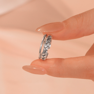 小众纯银双层麻花戒指男女士尾戒超小小指小拇指3号4码关节小号