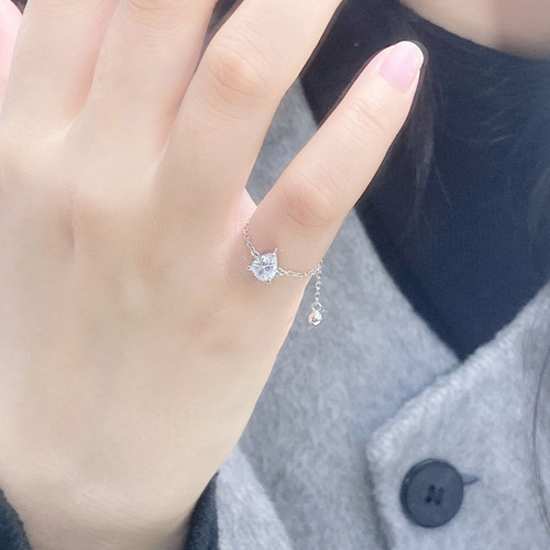 bling！小众设计水滴纯银戒指