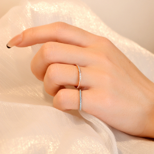 窄版满钻戒指尾戒女小指排钻碎钻超小号尺寸特小极小港码