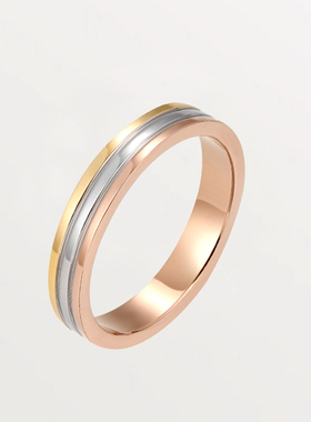 高版本轻奢三色戒指情侣对戒