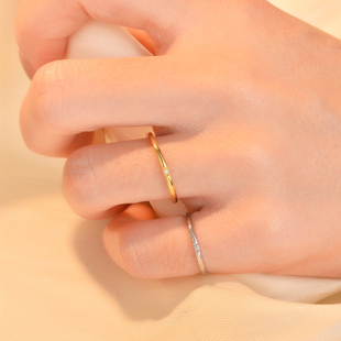 小众超窄版单钻戒指尾戒小指女情侣男士高级感开运小尺寸2号3码